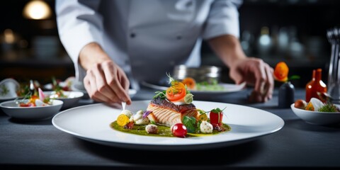 Obraz na płótnie Canvas Chef presenting a gourmet dish