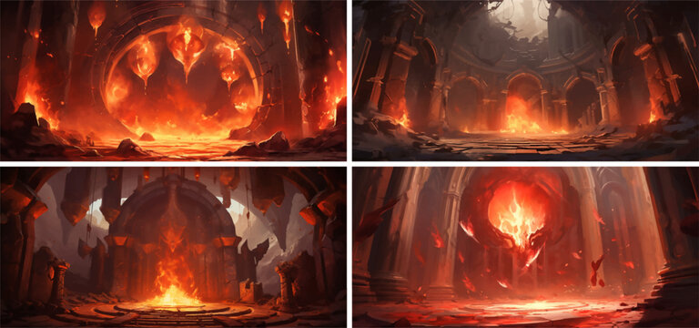 hell flames mysterious fiction evil horror imagination exploration painting magic fantasy 