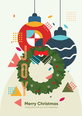Minimal and modern Merry Christmas in flat vector illustration