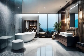 Stylish interior of modern bathroom 
