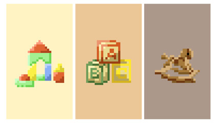 Pixel art kid toys
