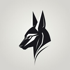 sideview anubis silhouette - black and white logo template