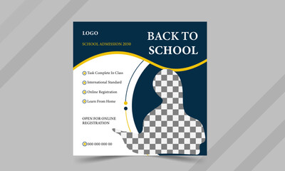 Back to school admission social media post banner design template. 