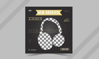 New arrival smart headphone banner for selling and promotional purpose social media post.