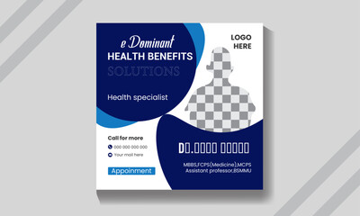 Vector modern medical editable square social media post.