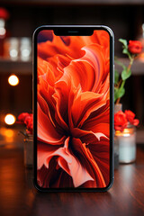 Smartphone with luxurious colorful rhodium wallpaper for advertising in the store