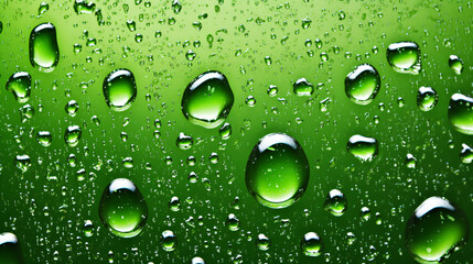 Water drop on green beverage cans background texture