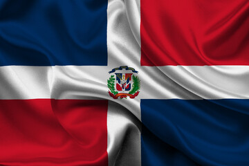 High detailed flag of Dominican Republic. National Dominican Republic flag. North America. 3D illustration.