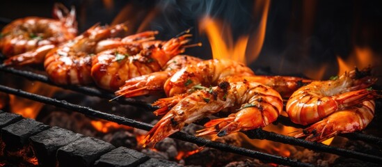 Argentine Red Shrimp roasted in salt, grilled prawns with Japanese barbecue