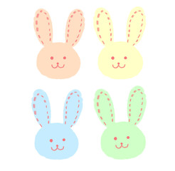 ふわふわのウサギさん(パステル風イラスト素材)	