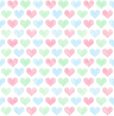 色鉛筆で描いた大きなハート柄(シームレス)