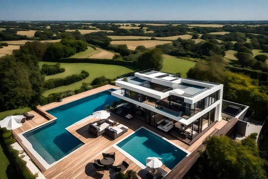 Discover the epitome of modern luxury with our stunning drone-captured house pictures