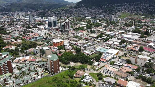 Aerial view over Tegucigalpa Honduras Latin American capital city