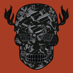 Skull illustration. tee shirt graphics . vector. print.