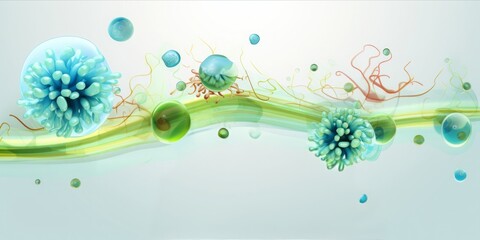 Bacteria and Streptococcus Float in the Air, Capturing the Organic Flowing Forms in Microbial Diversity, Isolated on a White Background