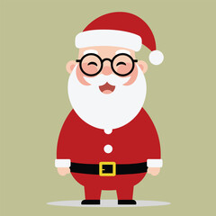 Winking Cartoon Santa Claus with Glasses in Festive Red Suit