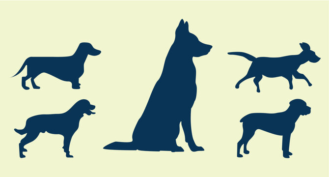 set of silhouettes of dogs
