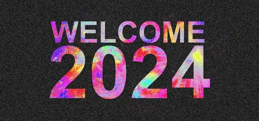 Fotobehang Welcome 2024 beautiful and colorful amazing new style design  © Welcome to the home 