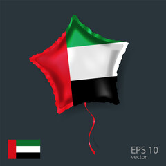  Celebration vector balloon with flag of UAE. Shiny Star balloon.
