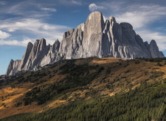 High rocky mountains in autumn