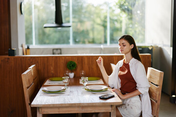 Lifestyle female caucasian cook young food women table home healthy beautiful vegetables kitchen person