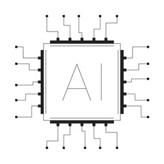 Ai logo. Ai icon. Artificial intelligence icon. Artificial intelligence logo with editable stroke