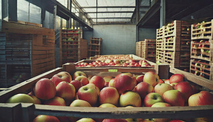  Apples in crates ready for shipping