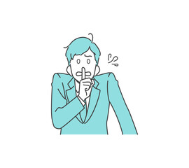 慌てて口止めしようとするビジネスマン