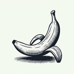 one banana illustration on a white background