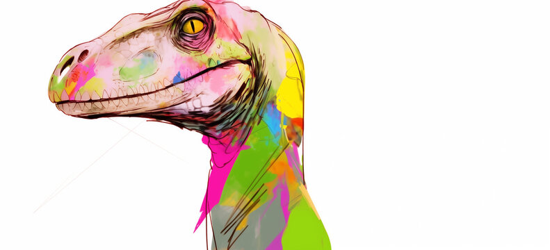close up of a colorful dinosaur