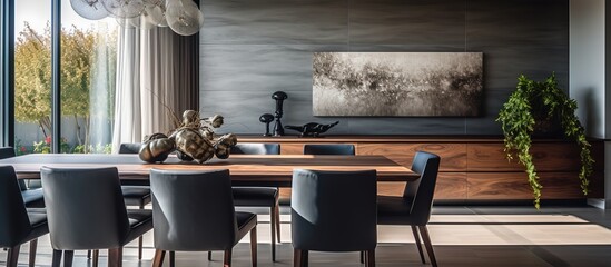 Figure of contemporary dining area in upscale residence - obrazy, fototapety, plakaty