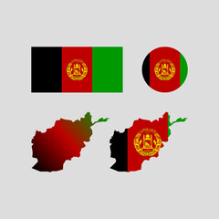 Afghanistan 2002 national map and flag vectors set....