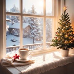 Fototapeta na wymiar christmas decoration on the window