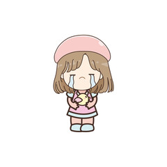 vector of cute little boy with brown hair character