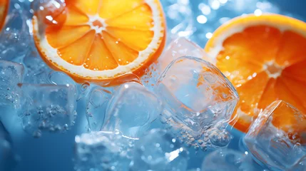 Foto op Plexiglas orange slices of orange with ice cubes © Maxim