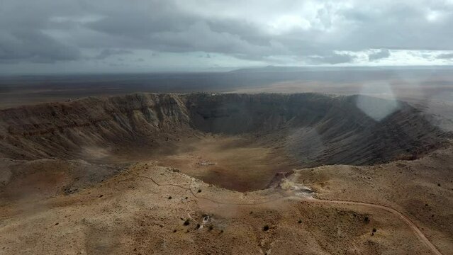 4K Aerial of Meteor Crater or Barringer Crater in Arizona, USA