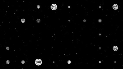 Template animation of evenly spaced poker chip symbols of different sizes and opacity. Animation of transparency and size. Seamless looped 4k animation on black background with stars - Powered by Adobe