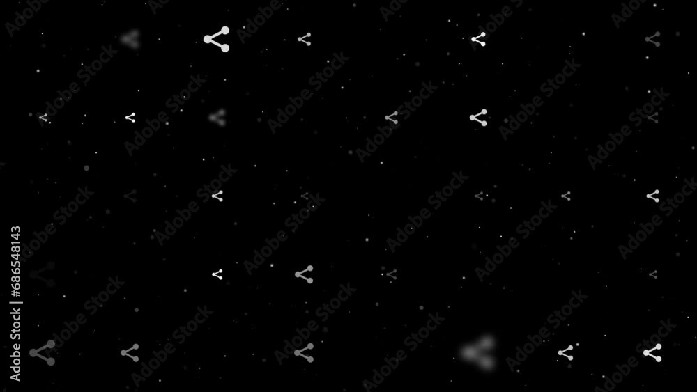 Poster template animation of evenly spaced share symbols of different sizes and opacity. animation of trans