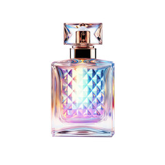hologram perfume glass bottle mockup,holographic glass bottle of perfume mockup isolated on transparent background,transparency 