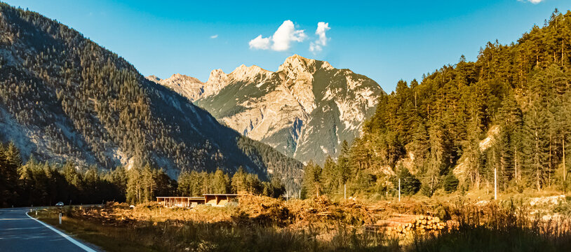 Alpine summer view near Scharnitz, Innsbruck, Tyrol, Austria