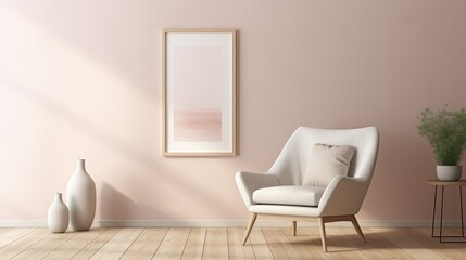 Mockup a poster an armchair in minimal interior design