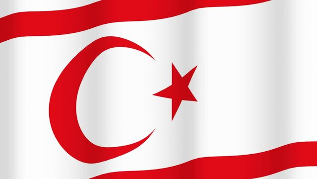 Full Screen waving flag of Northern Cyprus