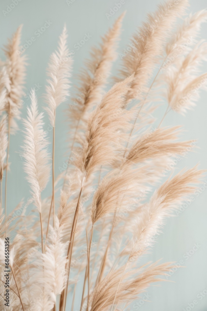 Poster golden ears of wheat or cereals on a light gray background. minimalism, empty space for advertising 