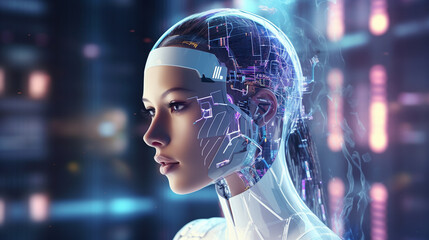 Fototapeta premium woman AI artificial intelligence concept.