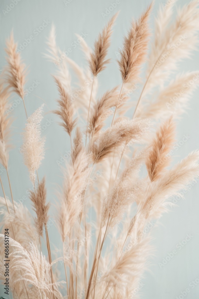 Poster golden ears of wheat or cereals on a light gray background. minimalism, empty space for advertising 