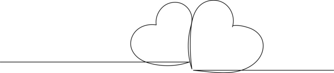 two hearts line drawing on a white background vector
