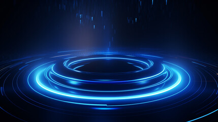 Fototapeta na wymiar Dark blue abstract background with glowing circle