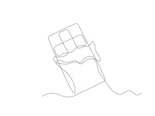 Abstract chocolate wrapped, continuous one line art hand drawing sketch