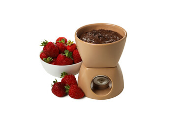PNG Strawberry fondue bowl isolated on white background.