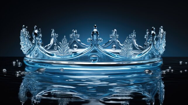 Water crown with drops and ripples